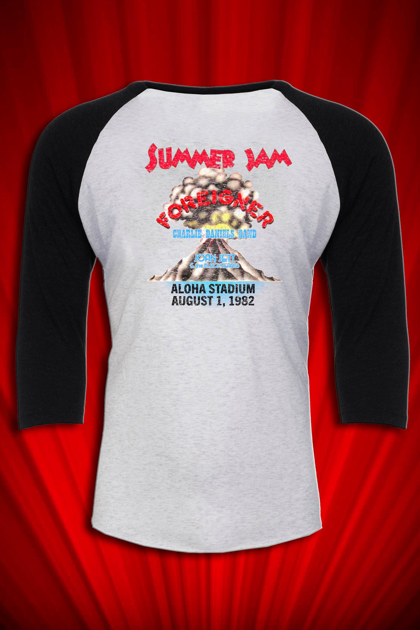 Aloha Stadium Summer Jam Hawaii 1982 Tour Raglan Jersey - Image 2