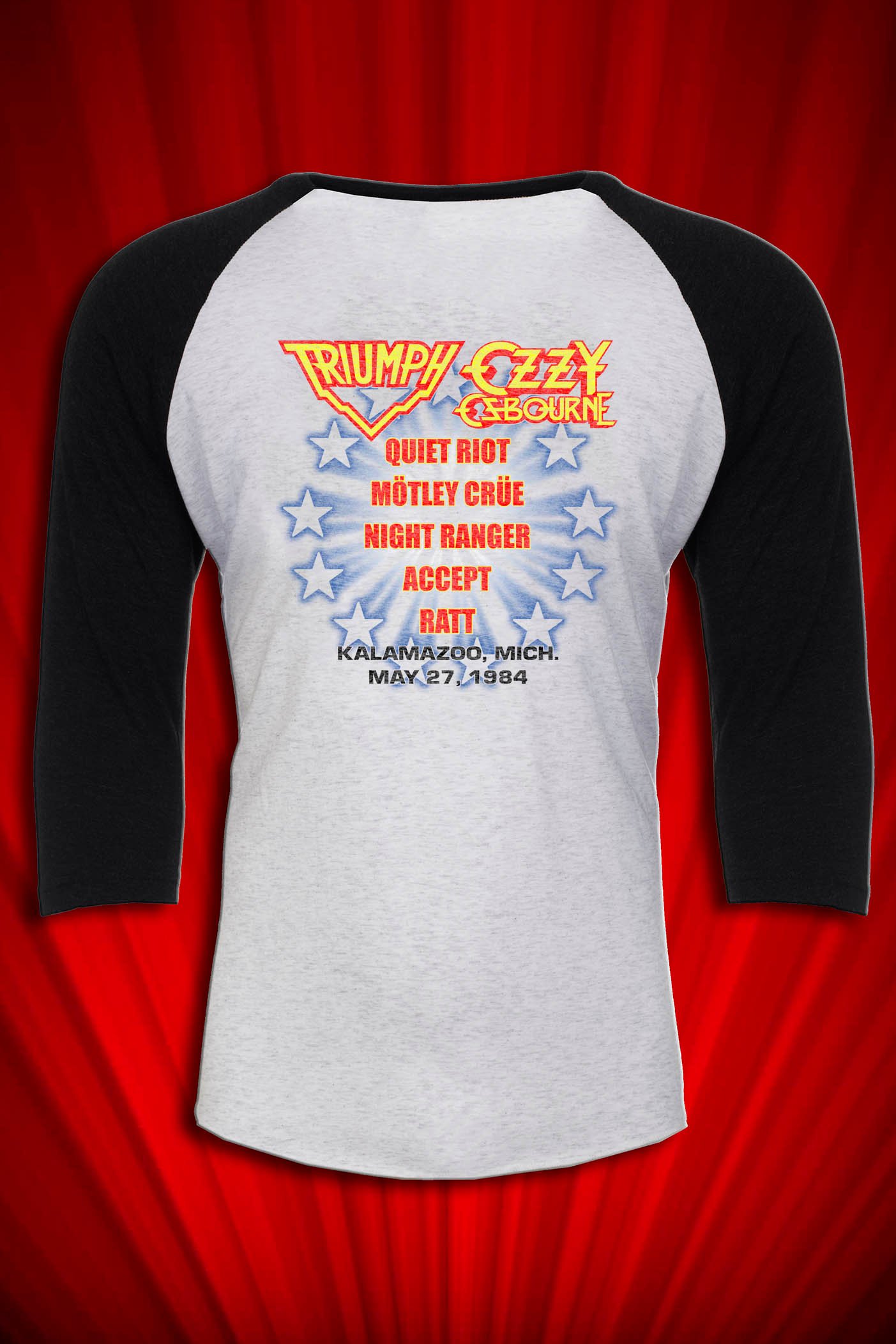 American Rock Festival 1984 Kalamazoo Michigan Tour Raglan Jersey - Image 2