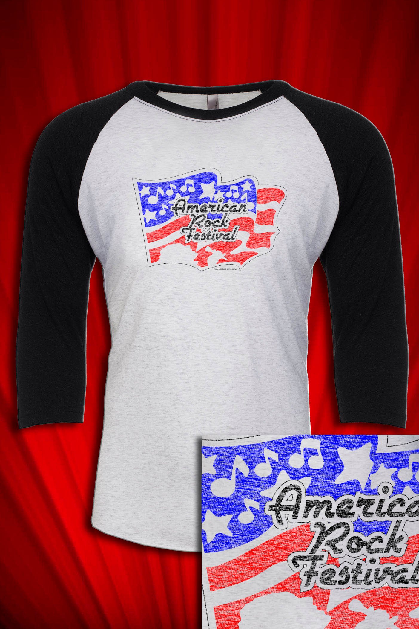 American Rock Festival 1984 Kalamazoo Michigan Tour Raglan Jersey