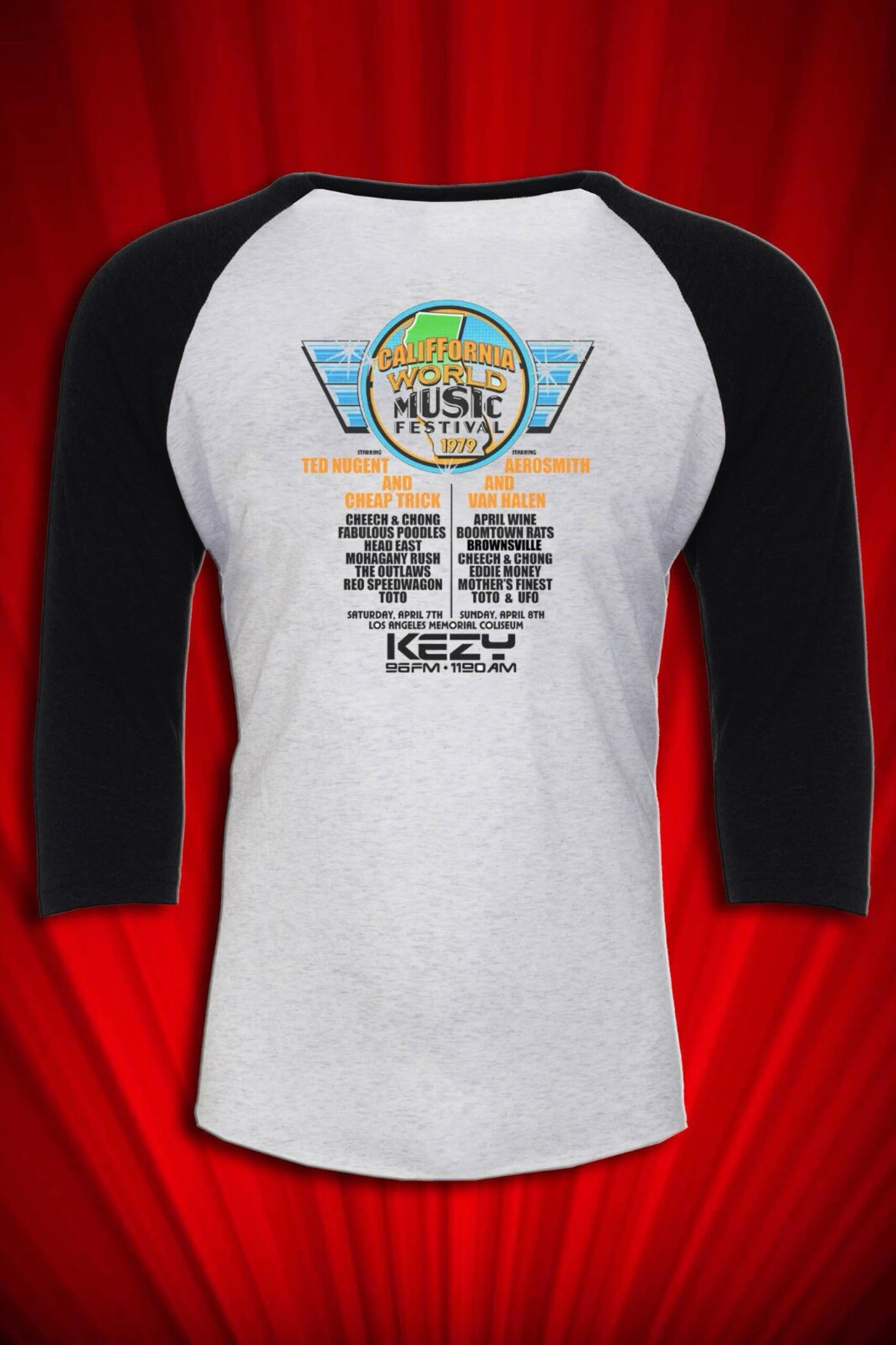 California Jam World Music Festival 1979 Tour Raglan Jersey - Image 2