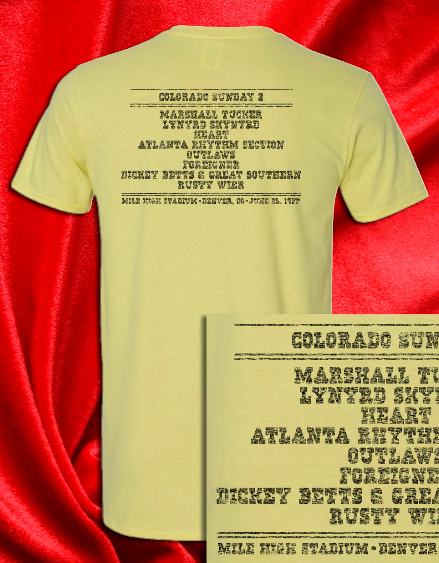 Colorado Sunday II Mile High Stadium Denver 1977 Yellow Comfort Colors short sleeve T-shirt 100% cotton - Image 2