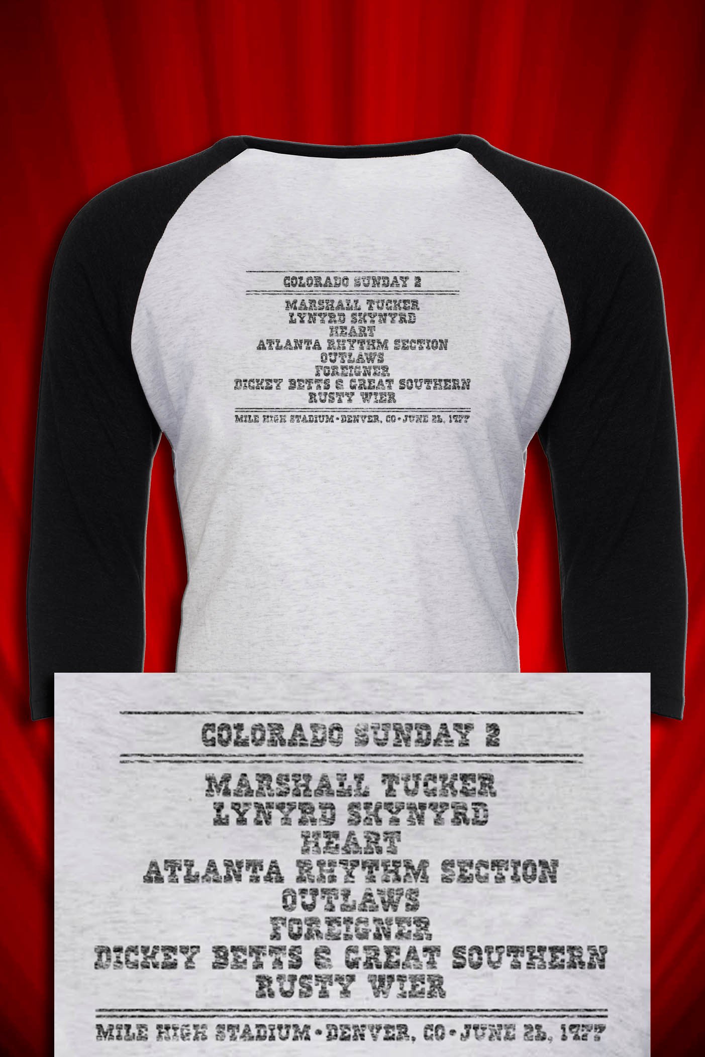 Colorado Sunday 1977 Denver Tour Raglan Jersey - Image 2