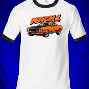 1970 Ford Mustang Mach 1 Vintage Muscle Car ringer t-shirt