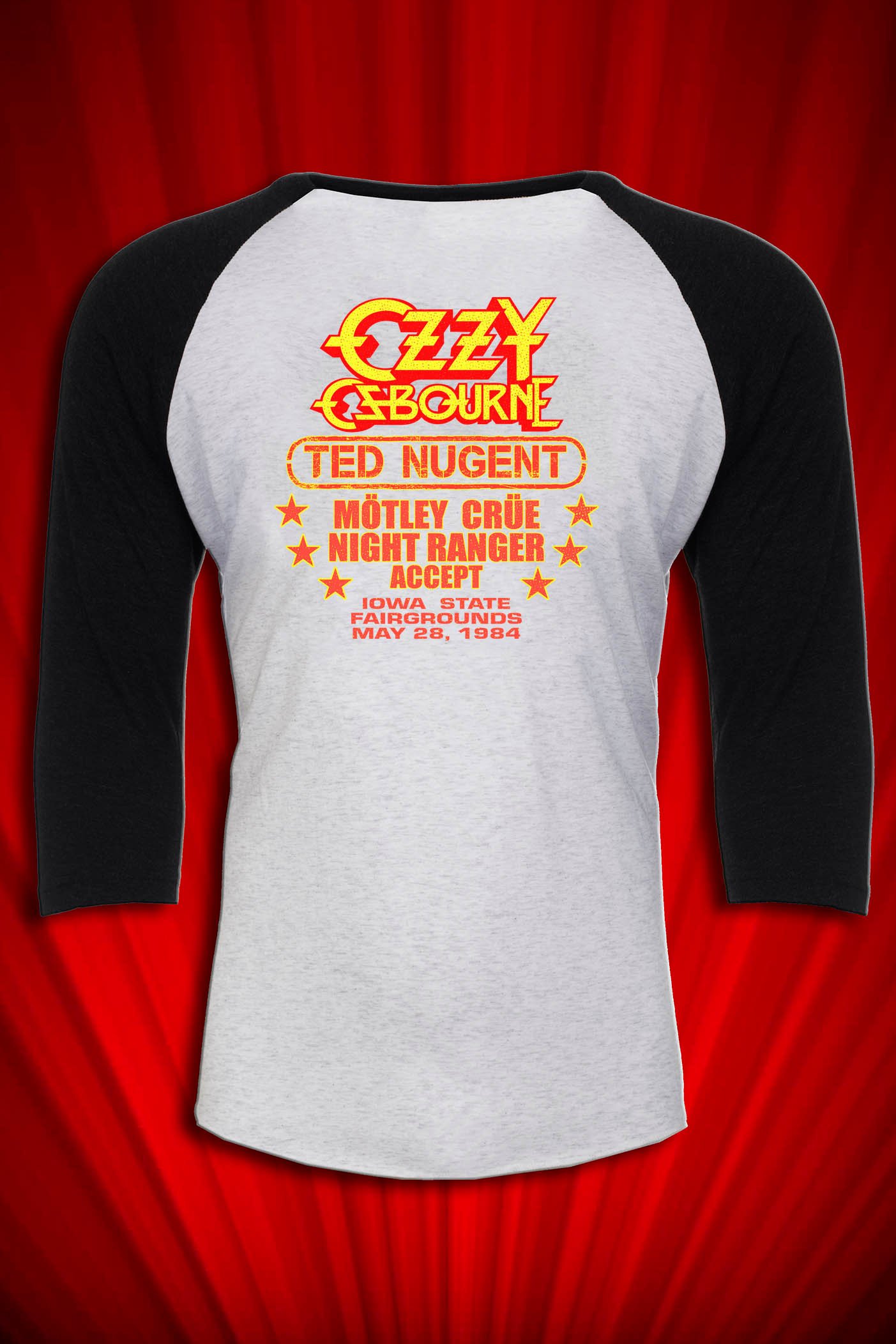 Iowa Jam Monster Metal Monday 1984 Music Festival Tour Raglan Jersey - Image 4