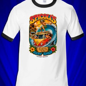 Spicolis Surf Shop ringer t-shirt (inspired by Fast Times at Ridgemont High)
