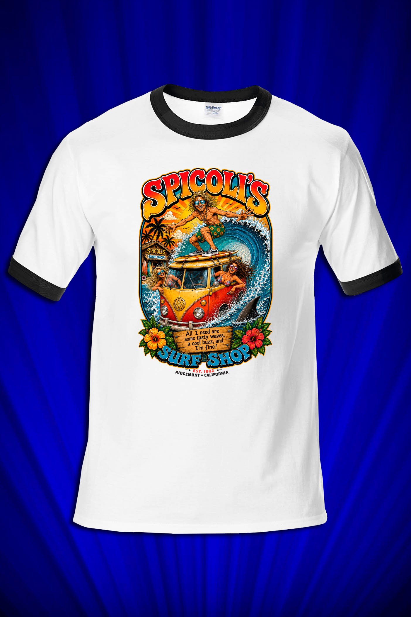 Spicolis Surf Shop ringer t-shirt (inspired by Fast Times at Ridgemont High)