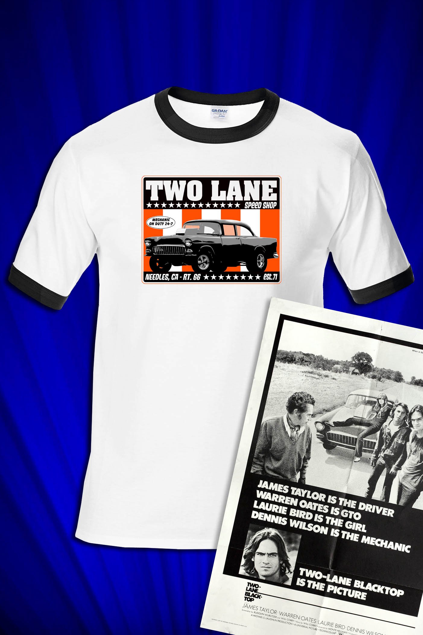 Two Lane Speed Shop (inspired by Two Lane Blacktop) Ringer T-shirt